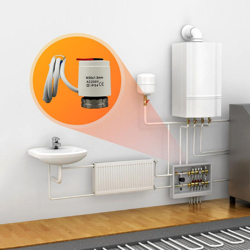 Thermischer Stellantrieb für Fußbodenheizungsthermostat, AC 230 V, normalerweise geschlossen, Gewinde M30 x 1,5, Farbe: Weiß - Bild 4