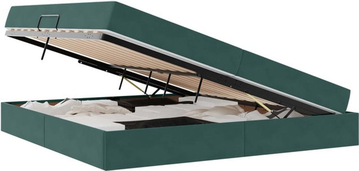 vidaXL Funktionsbett mit Matratze aus Samt und Metall in Grün, B/T/H: 200 x 200 x 43,5 cm - Bild 1