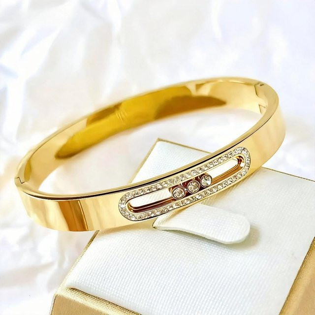 Global Finds Armband Edelstahl, Kristall, beige, Damen und Mädchen - Bild 1