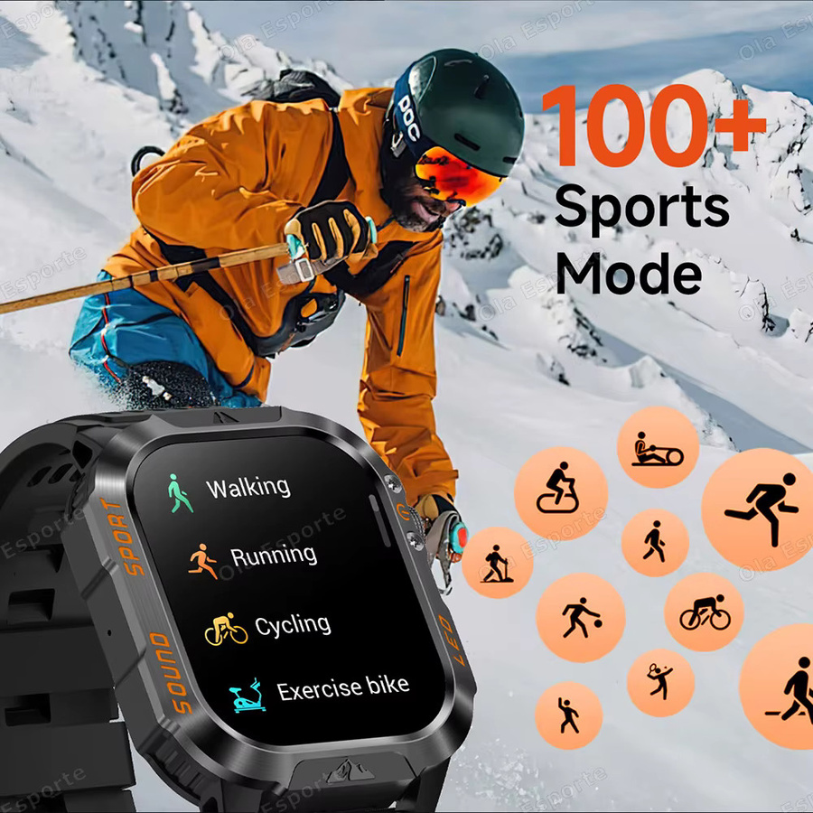 Ola Esporte Smartwatch, GPS, 3 ATM, Schwarz, Eckig - Bild 4