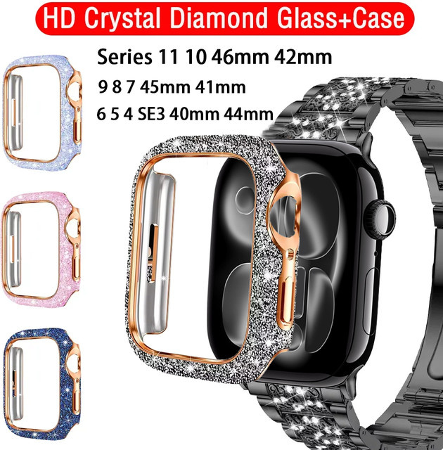 Apple Bildschirmschutzhülle Glas, Kristall, Diamant, Silber, Unisex - Bild 1