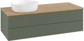 V&B Waschtischunterschrank Antao mit Frontstruktur in Eiche Honig und Grau Grün B/T/H: 120 x 36 x 50 cm - Bild 1