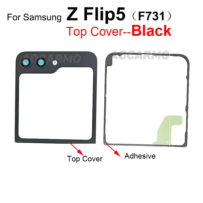 Aocarmo Ersatzgehäuse für Samsung Galaxy Z Flip5 SM-F7310 F731B F731 obere und untere Rückabdeckung in Schwarz - Bild 2