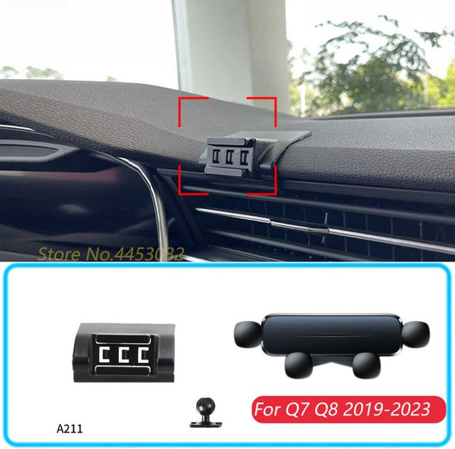 Auto Telefon Halter für Audi Q7 und Q8 (2019-2023) Schwerkraft-Handyhalterung in Schwarz für horizontale GPS-Nutzung - Bild 1