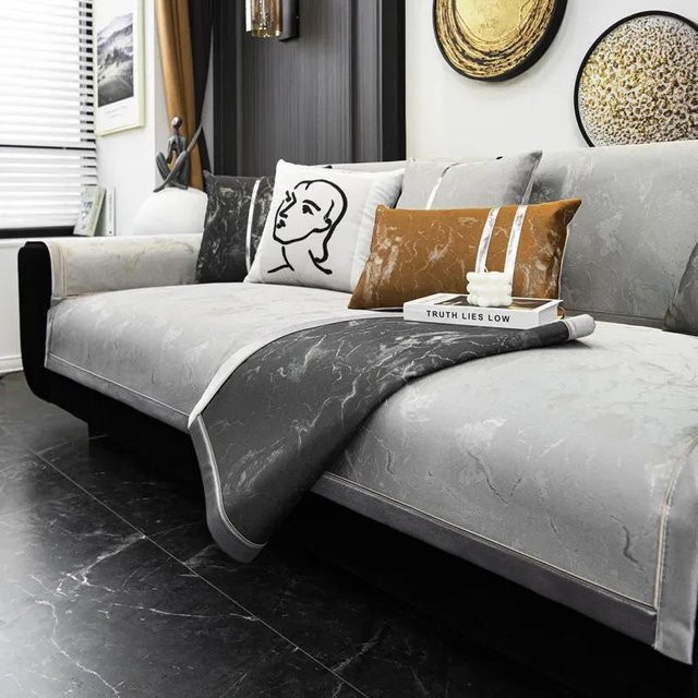 Universeller Sofabezug Super Six in Grau, rutschfester Kissenbezug aus Polyester im minimalistischen Design, Breite: 70 cm, Breite: 70 cm - Bild 1
