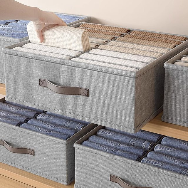 Meltset Faltbare Hosen-Aufbewahrungsbox in Grau mit PP-Boden zur Kleiderordner-Organisation - Bild 1