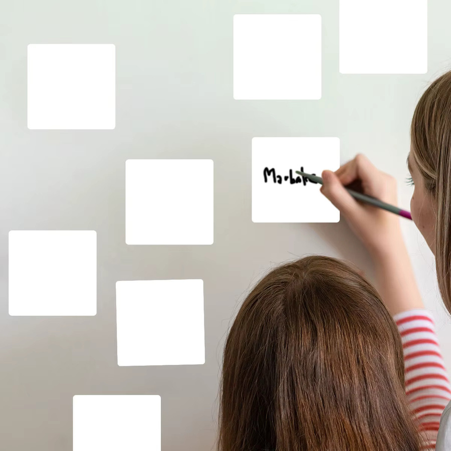 12 Stück wiederverwendbare Whiteboard-Aufkleber in Weiß zum Selbermachen, abnehmbare Etiketten inklusive schwarzem Marker, trocken abwischbare Whiteboard-Folie für Glas, Kühlschrank, Schränke und Büro - Bild 3