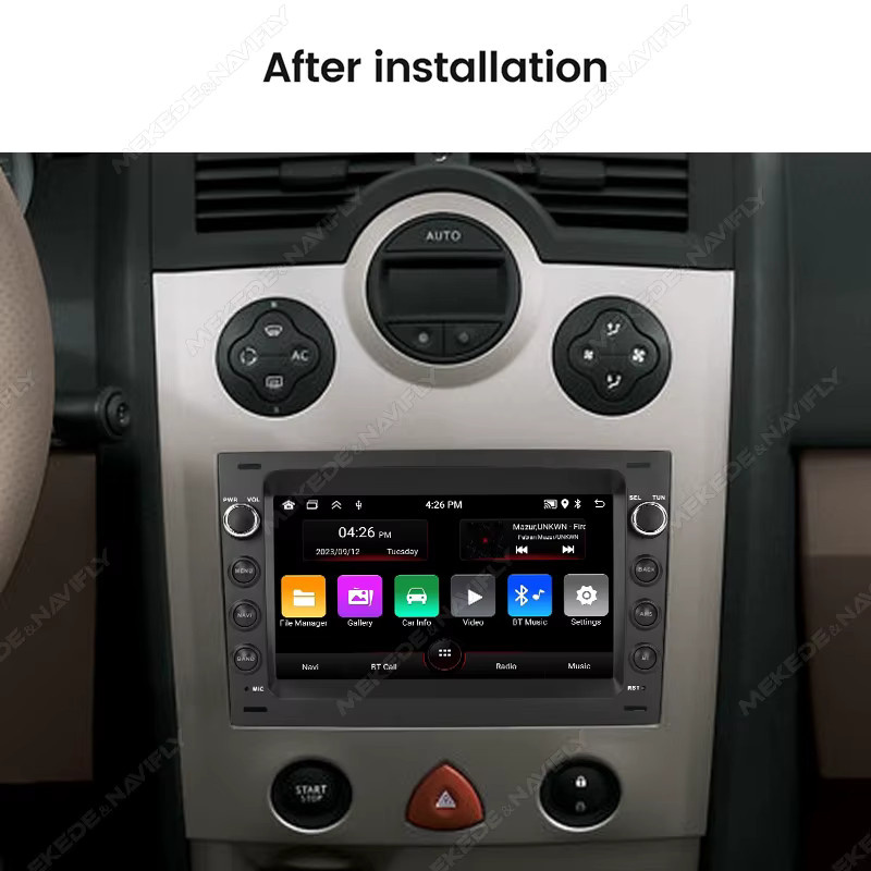 STRONGNAVI Android 15 Autoradio für Renault Megane 2 II 2003-2009 Multimedia Player mit GPS, Carplay und Android Auto, Schwarz - Bild 2