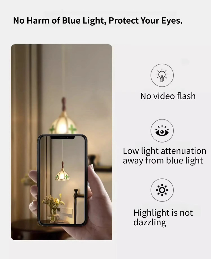 ONEYLTT Retro Nachttischlampe aus farbigem Glas und Kupfer für Schlafzimmer und Esszimmer - Bild 4