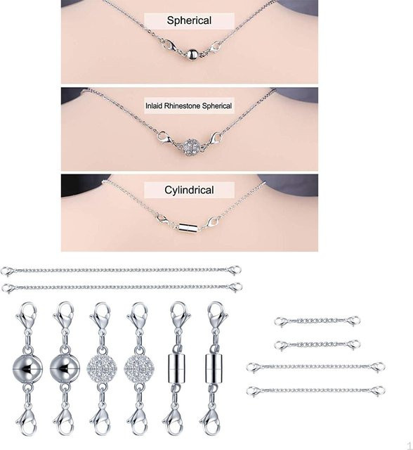Schmuckverschluss magnetisch, silber, Karabinerverschlüsse, Unisex - Bild 1