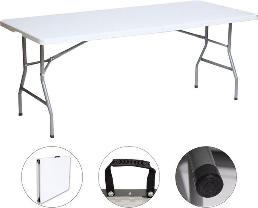 TRUTZHOLM Klapptisch aus Kunststoff und Stahl in Weiß oder Anthrazit, B/T/H: 180 x 75 x 74 cm - Bild 1