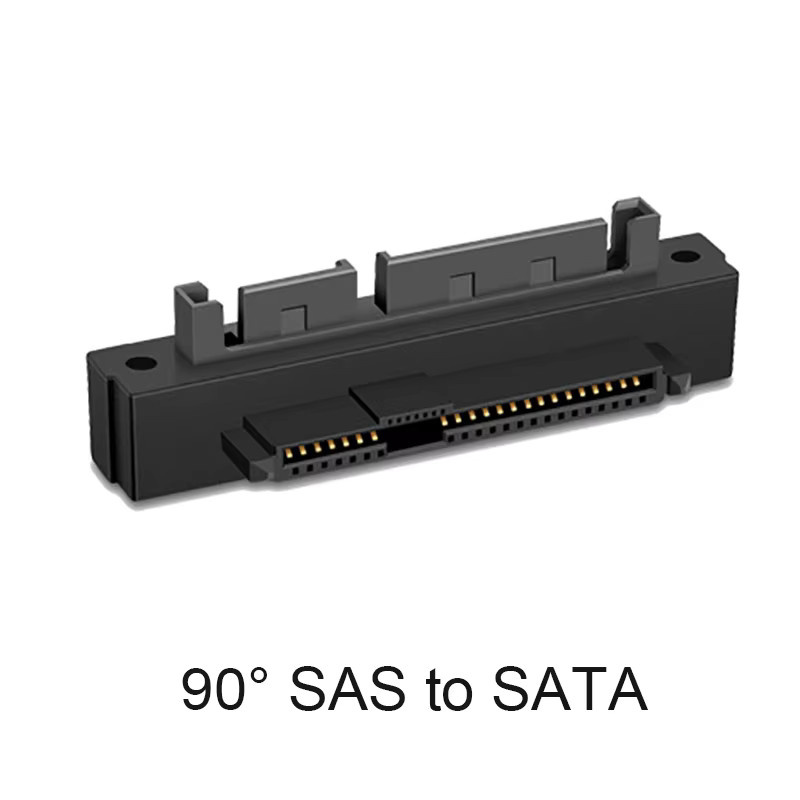 OULLX SFF-8482 SAS zu SATA Konverter in Schwarz mit 180 Grad und 90 Grad rechtwinkligen Adapter für Motherboard und PC - Bild 2