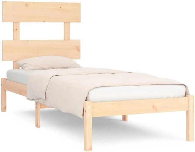 vidaXL Massivholzbett aus Kiefernholz in Braun mit rustikaler Optik, B/T/H: 90 x 200 cm - Bild 1