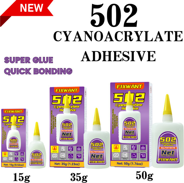 FIXWANT 502 Superkleber Cyanacrylat für Leder, Gummi, Holz, Metall und Kunststoff, schnell trocknend, 3 Stück - Bild 1