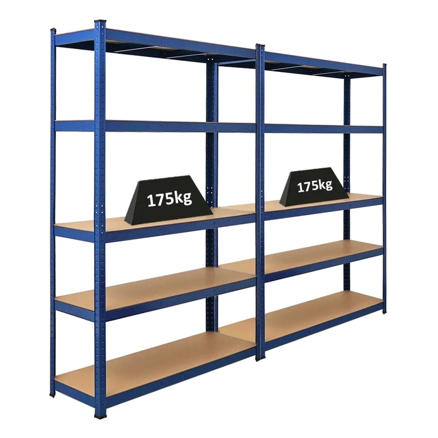 2er Set PROREGAL Schwerlastregal Ragnar in Blau, H x B x T: 180 x 120 x 40 cm, mit verstellbaren Fachböden aus MDF und Metall für Garage oder Werkstatt - Bild 2