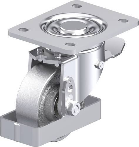 Blickle Stahlblech-Lenkrolle LH-G 100K-3-ST-FS in Silber mit 100 mm Rad-Durchmesser und 400 kg Tragfähigkeit - Bild 1