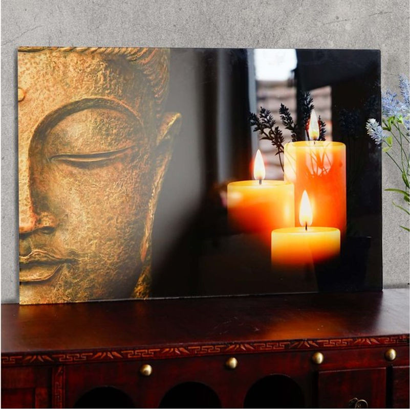 MCW Glasbild Buddha Porträt Motiv in mehrfarbig, Wandbild Acrylglas Hochformat, B: 40 cm, H: 60 cm - Bild 1