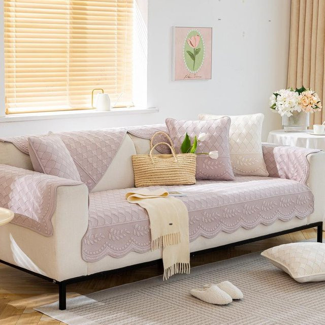Modernes Baumwoll-Sofa-Kissen mit Stickerei, quadratisch, B/B/H: 70 x 70 x 3 cm - Bild 1