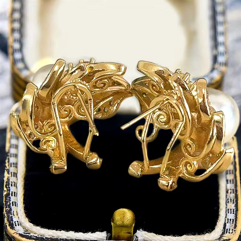 Huitan Ohrstecker, Gold, Perle, Zirkonia, Damen - Bild 2