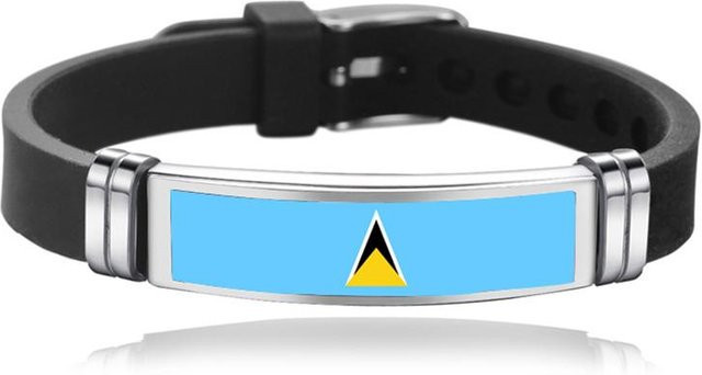 Armband Silikon, Schwarz, Unisex, Nationalflaggen USA Frankreich Kanada - Bild 1