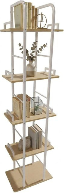Relaxdays Standregal aus MDF und Eisen in Weiß mit 5 Ebenen, Höhe: 143 cm, Breite: 38 cm, Tiefe: 24 cm - Bild 1