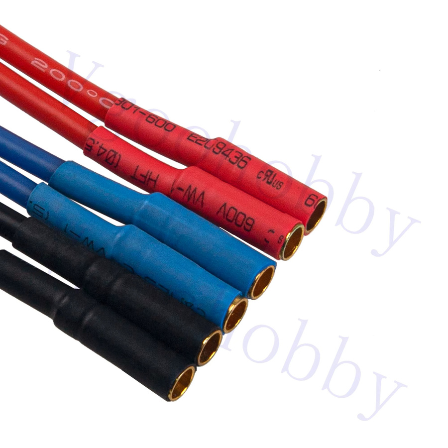 6er Pack Gold Bullet Connector 3,5mm Bananenstecker Verlängerungskabel Männlich Weiblich 14AWG für RC Auto und Boot in Gold und Multicolour - Bild 3
