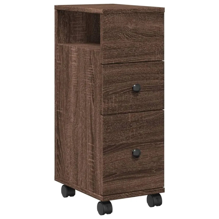 vidaXL Badschrank schmal mit Rollen in Eiche Braun aus Holzwerkstoff - Bild 2