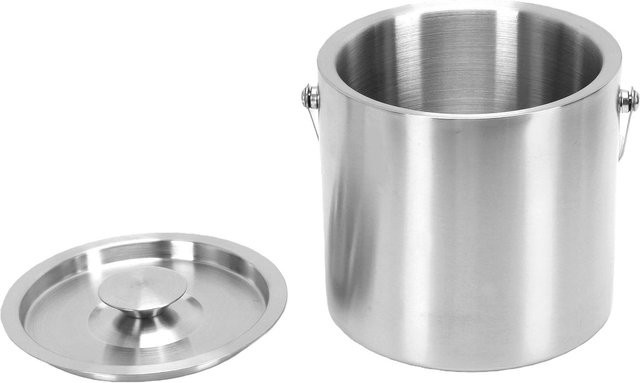 Igeteck Eiskübel mit Deckel aus Edelstahl, doppelwandig isoliert, Silber, 3 l - Bild 1