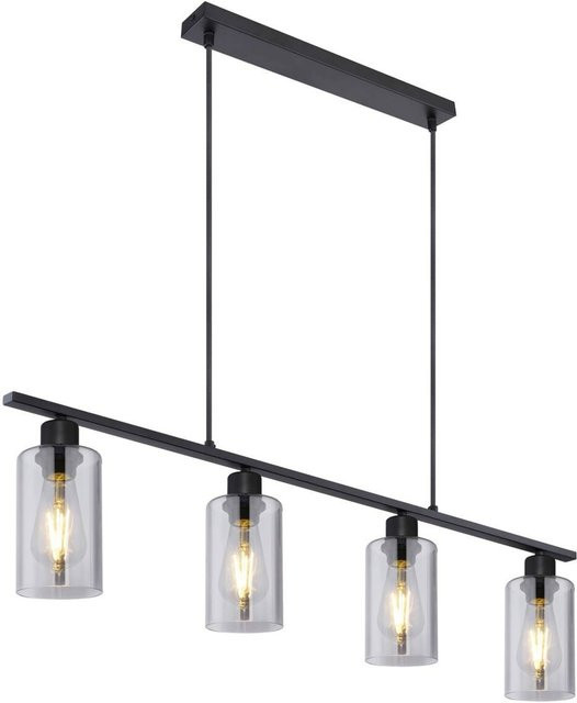 Globo Lighting Pendelleuchte Hadera in Schwarz und Rauchgrau aus Metall und Glas, E27, 4 Leuchtmittel, B/H/T: 10 x 120 x 98 cm - Bild 1