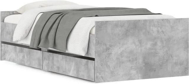 vidaXL Bettgestell mit Schubladen in Betongrau, B/T/H: 90 x 200 x 93 cm - Bild 1