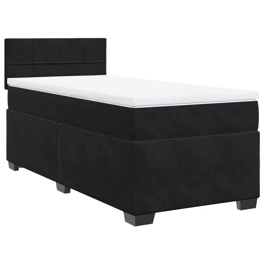 vidaXL Boxspringbett mit Matratze in Schwarz aus Samt mit USB-Anschluss und Unterbettbeleuchtung B/T: 100 x 200 cm - Bild 2