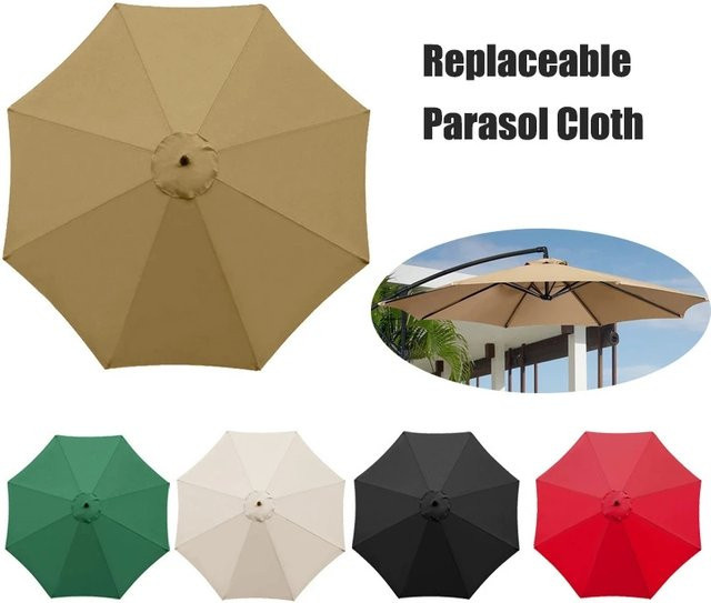 Rippbares Polyester-Sonnenschutztuch für den Außenbereich in Rot als Regenfestes Ersatztuch für Terrassenschirme - Bild 1