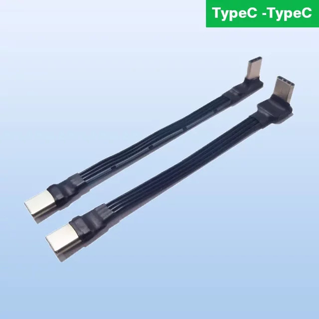 SPEEDIER USB 2.0 Typ-C auf Typ-C Buchse Flachkabel Verlängerung FPC mit 90 Grad abgewinkeltem Stecker in Schwarz - Bild 1
