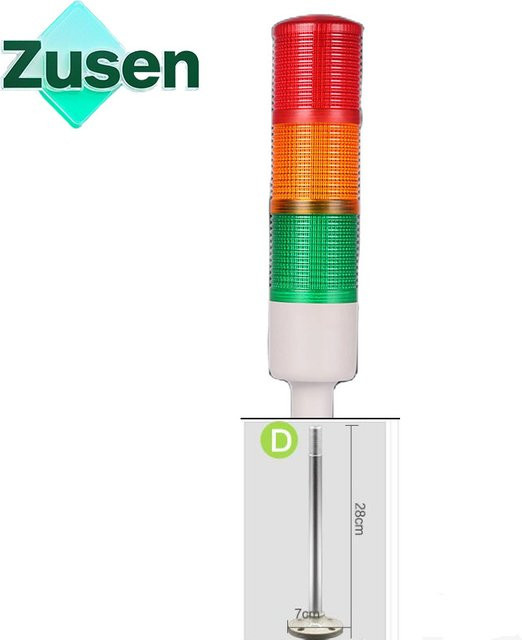 Zusen Dreischichtige Signalturm-Leuchte mit D-Basis, LED-Licht und Summer, Multicolor, 42mm - Bild 1