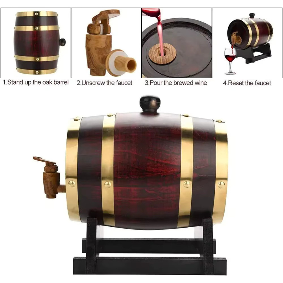 Untior Holzfass Vintage aus Eiche zur Aufbewahrung von Wein, Bier oder Whisky, Braun, 1 l / 1,5 l / 3 l - Bild 3