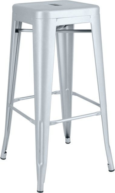 PULSIVA Barhocker Ferano im Industriedesign aus Stahl, Silber, 2er Pack, B/T/H: 42,8 x 42,8 x 75,8 cm - Bild 1