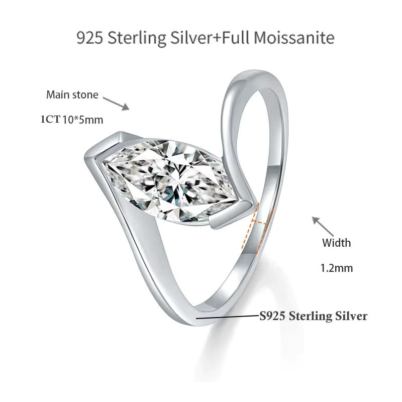 MUXIFC Ring, 925 Silber vergoldet, Moissanit, Damen - Bild 4