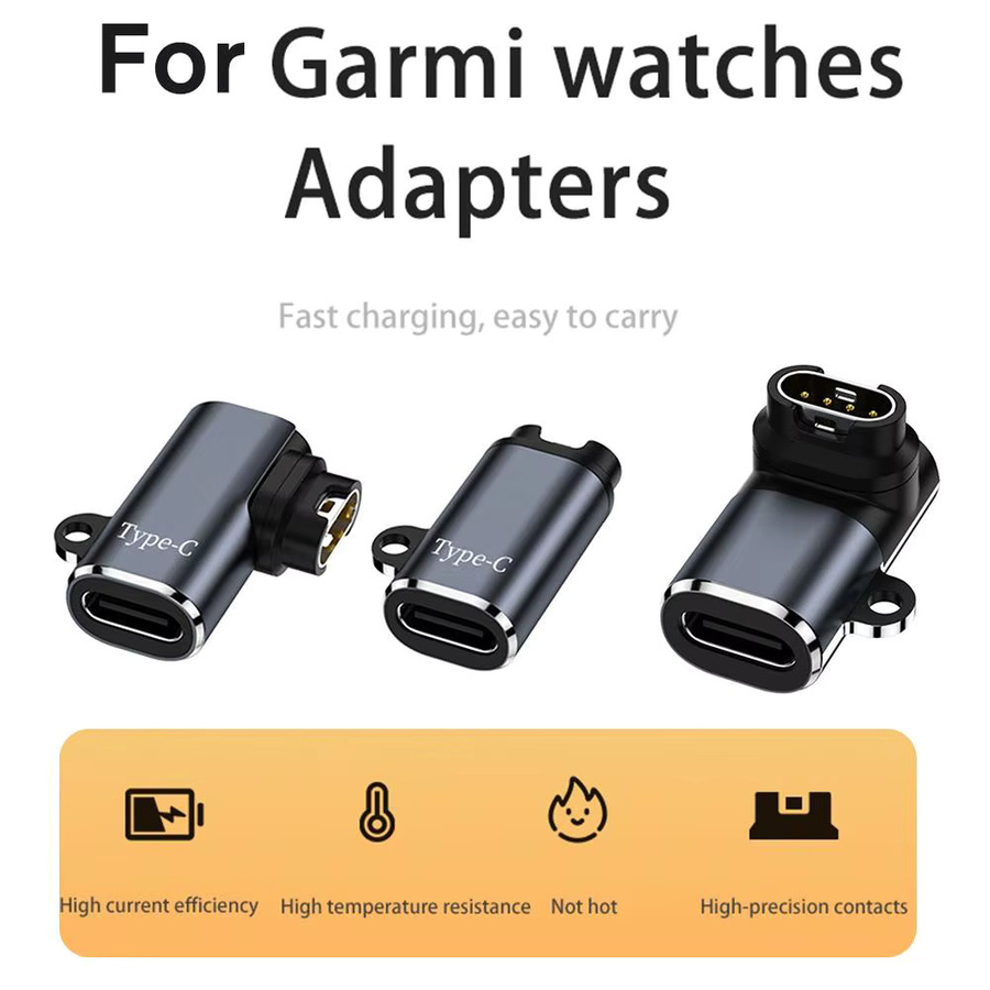 Typ-C-Ladeadapter für Garmin Fenix 7 7X 5S 6 6X 6S PRO Smartwatch, Ladekonverter Zubehör in Schwarz - Bild 2