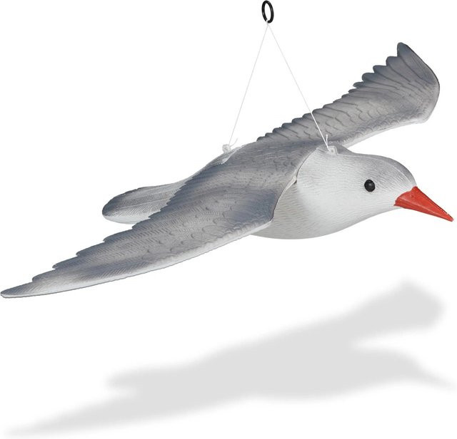 Relaxdays Vogelschreck Möwe aus PE in Grau und Weiß, wetterfest, B/T/H: 22 x 59 x 41 cm - Bild 1