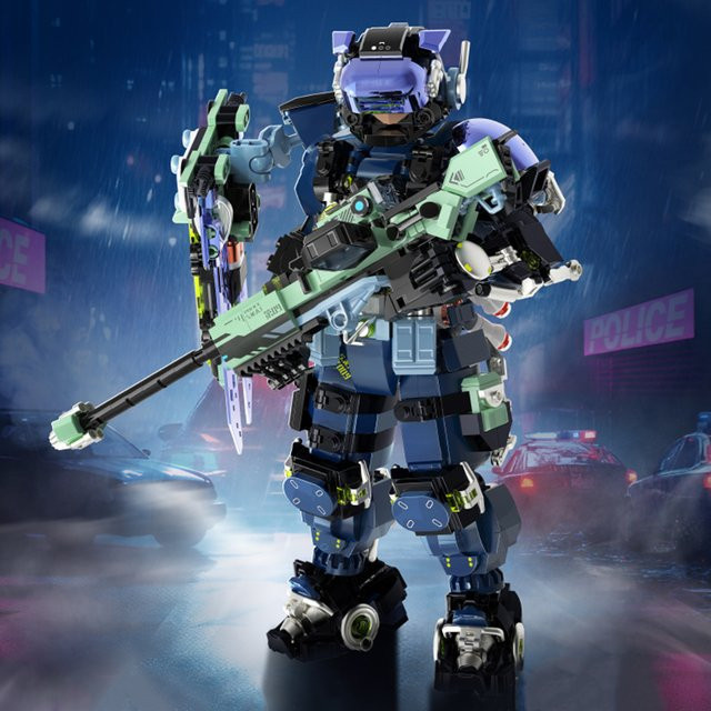 Stadt Roboter Polizei Mecha MOC Ziegel Spielzeug, Bausteine, Feuerwehr - Bild 1