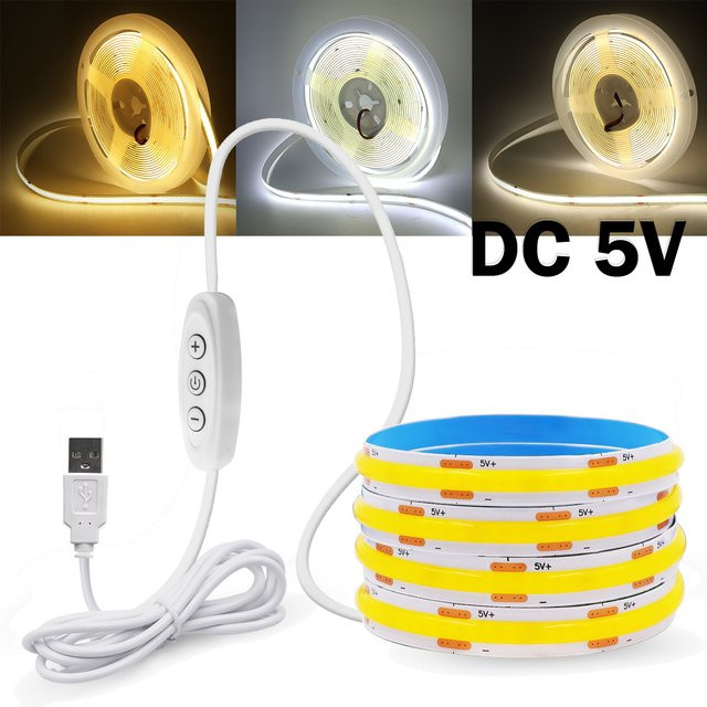 GAHADA COB LED-Streifenlicht mit USB-Anschluss, dimmbar, Warmweiß, 5V - Bild 1