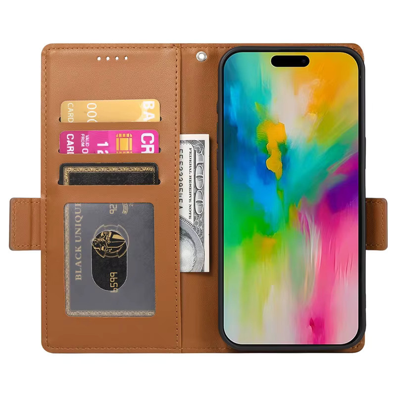 Luxuriöse Leder-Flip-Hülle für Realme 5G Modelle in Braun - Bild 3
