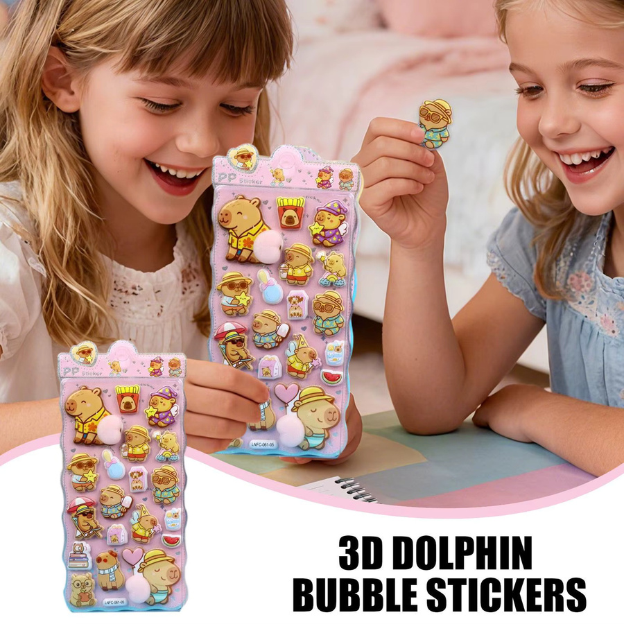 Wiederverwendbare Capybara Bubble Sticker in Multicolour für Kinder zum Dekorieren von Tagebüchern und Schulmaterialien - Bild 2