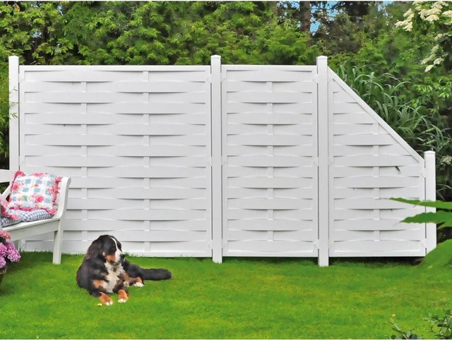 T & J Lamellenzaun Lightline gerade aus Kunststoff in Weiß, Höhe: 90 cm, Breite: 180 cm - Bild 1