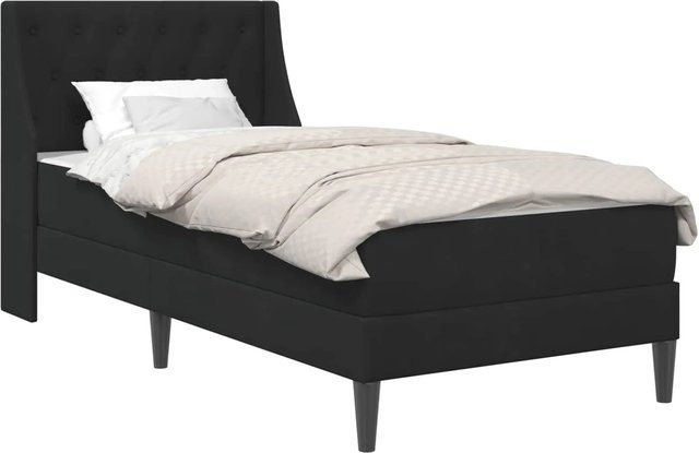 vidaXL Bettgestell mit Matratze aus Samt in Schwarz, B/T/H: 90 x 190 x 96 cm - Bild 1