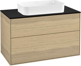 Villeroy & Boch Finion Waschtischunterschrank in Eichenfurnier, Wandmontage, Braun Matt - Bild 1