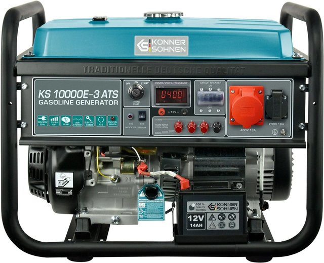 Könner & Söhnen Benzin-Generator KS 10000E-3 ATS in Blau mit 3-Phasen-Anschluss und Stahlgehäuse - Bild 1