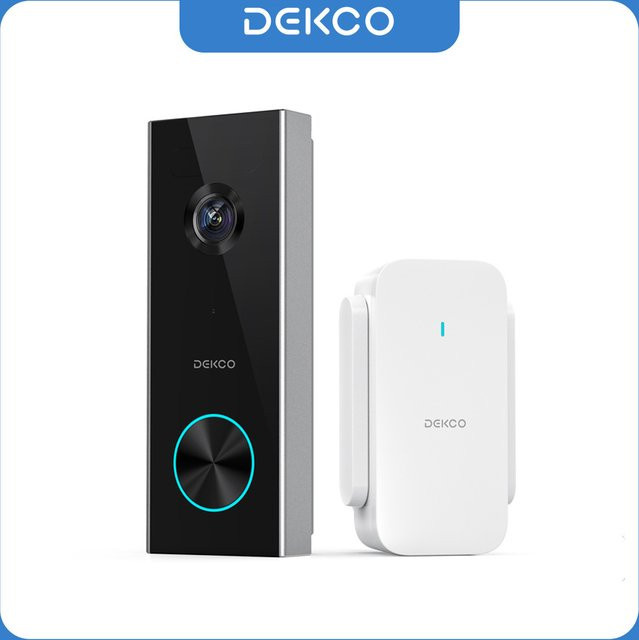 Dekco WLAN-Video-Türklingel mit 3MP Kamera, 5000 mAh Akku, KI-Menschenerkennung und 2-Wege-Audio sowie Alexa-Unterstützung - Bild 1