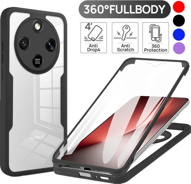 Stoßfeste Schutzhülle mit Displayschutzfolie für Honor Magic 8 Lite und Magic8 X9d von Foohly in Lila - Bild 1
