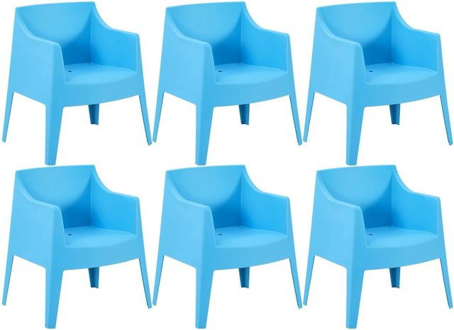 DELUKE Gartenstuhl HENRI 6er Set Blau Stapelbare Loungestühle aus Polypropylen B/T/H: 73 x 57 x 78 cm - Bild 1
